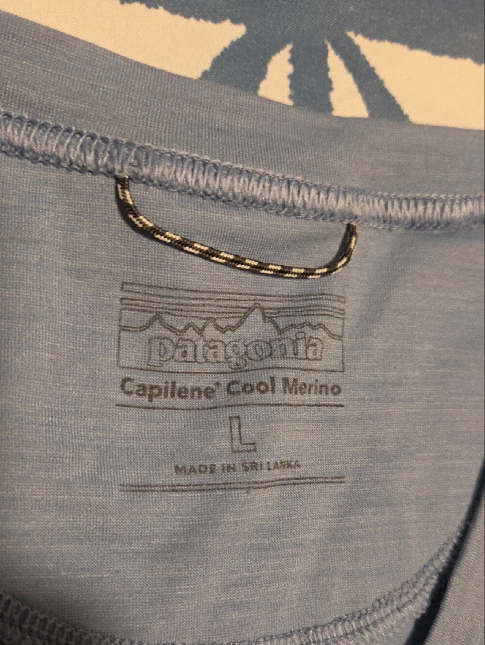 Patagonia Light Blue Women’s Short-Sleeve Tee with Thin Chest Stripe - Picture 3 of 4